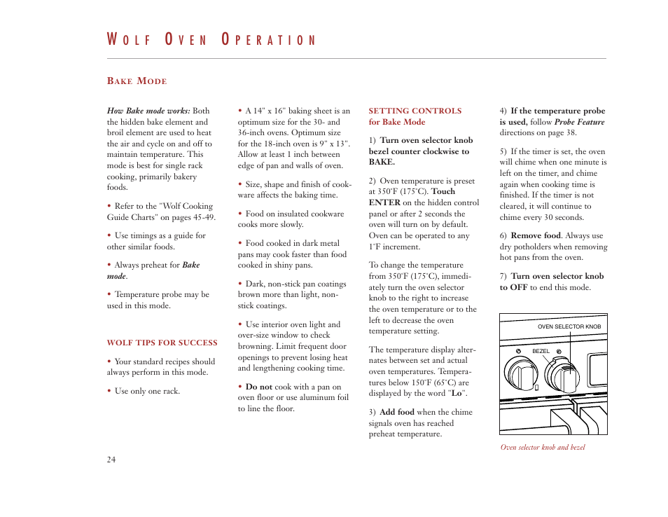 O l f, V e n | Wolf Appliance Company DUAL FUEL RANGES User Manual | Page 24 / 52
