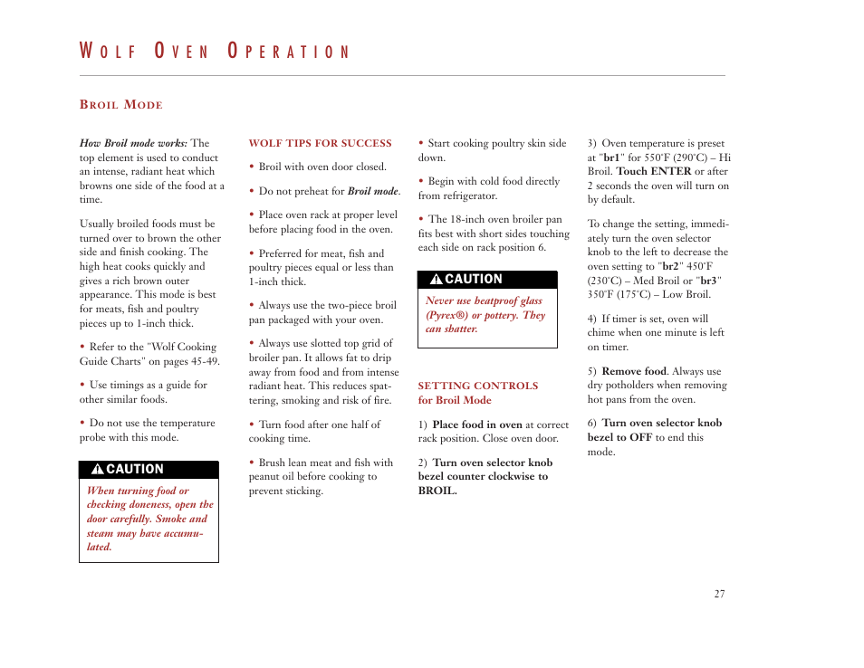 O l f, V e n | Wolf Appliance Company DUAL FUEL RANGES User Manual | Page 27 / 52
