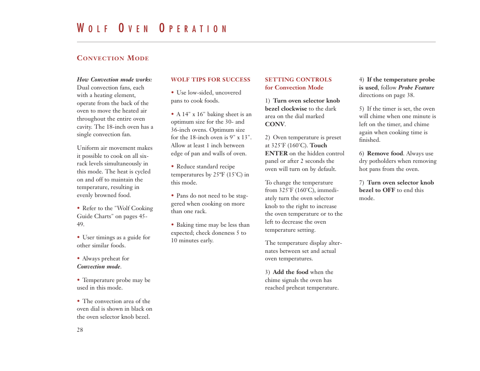 O l f, V e n | Wolf Appliance Company DUAL FUEL RANGES User Manual | Page 28 / 52