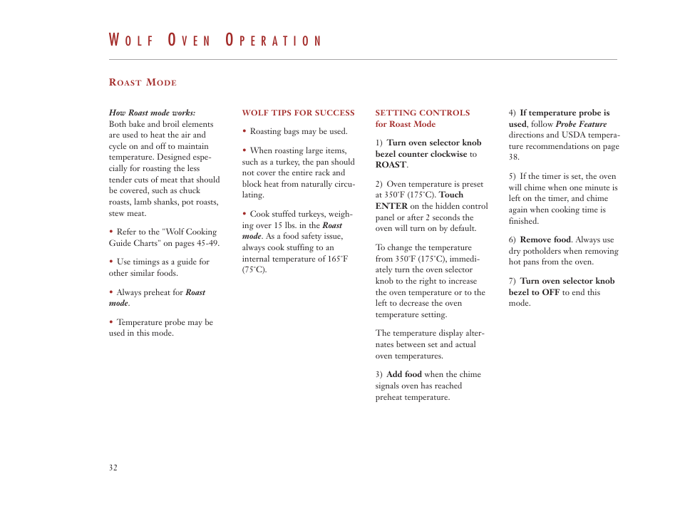 O l f, V e n | Wolf Appliance Company DUAL FUEL RANGES User Manual | Page 32 / 52