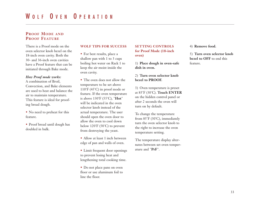 O l f, V e n | Wolf Appliance Company DUAL FUEL RANGES User Manual | Page 33 / 52