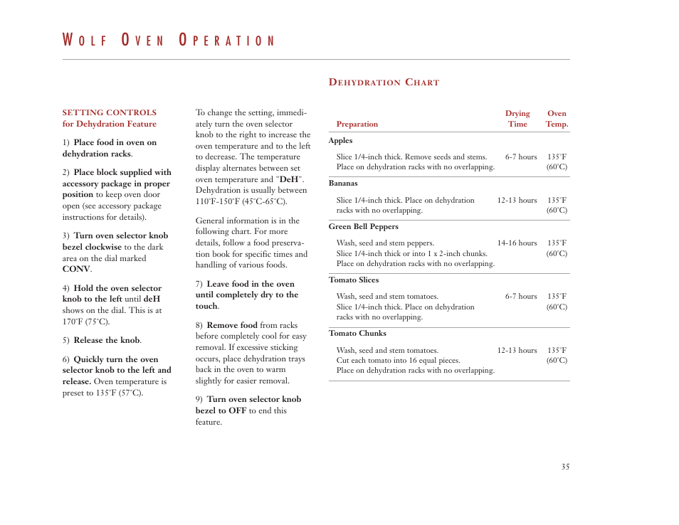 O l f, V e n | Wolf Appliance Company DUAL FUEL RANGES User Manual | Page 35 / 52