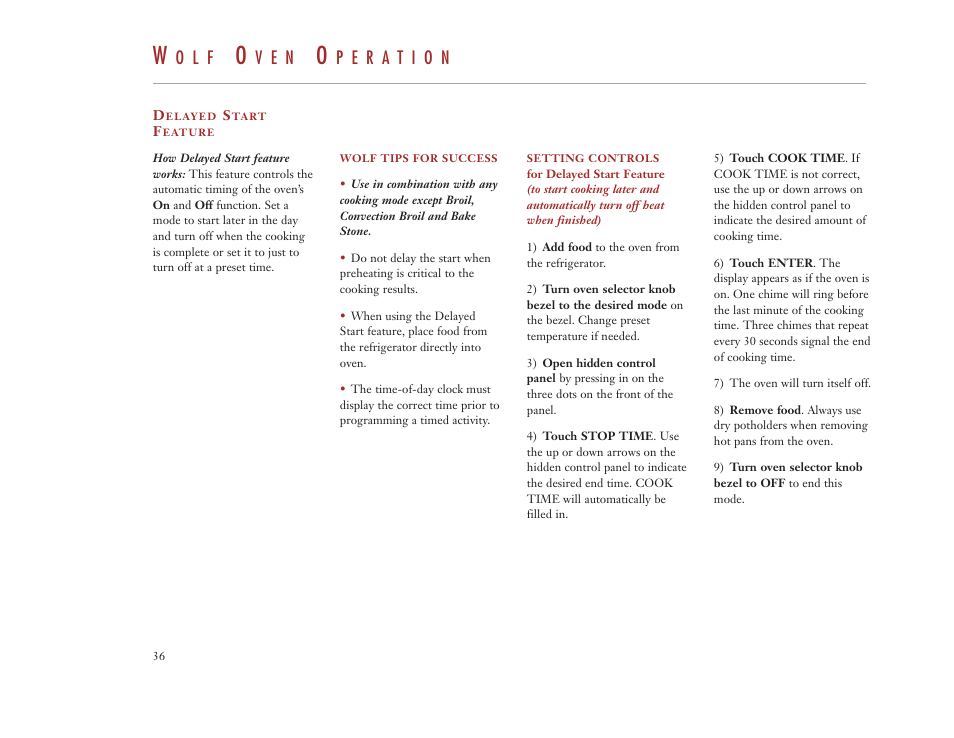 O l f, V e n | Wolf Appliance Company DUAL FUEL RANGES User Manual | Page 36 / 52