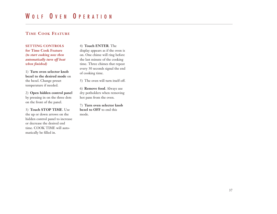 O l f, V e n | Wolf Appliance Company DUAL FUEL RANGES User Manual | Page 37 / 52