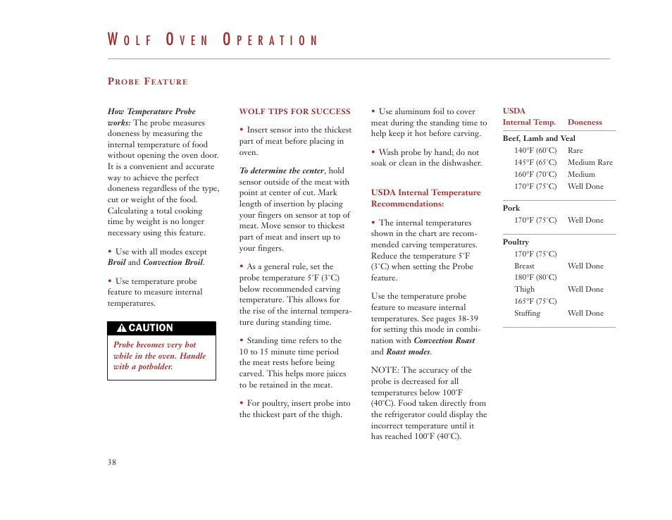 O l f, V e n | Wolf Appliance Company DUAL FUEL RANGES User Manual | Page 38 / 52