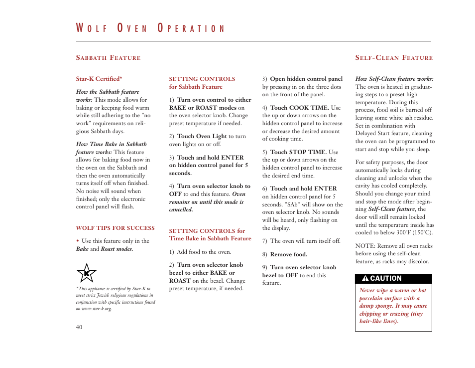 O l f, V e n | Wolf Appliance Company DUAL FUEL RANGES User Manual | Page 40 / 52