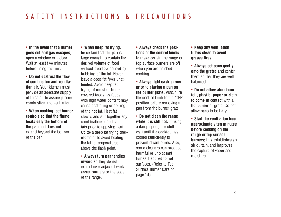 Wolf Appliance Company DUAL FUEL RANGES User Manual | Page 5 / 52