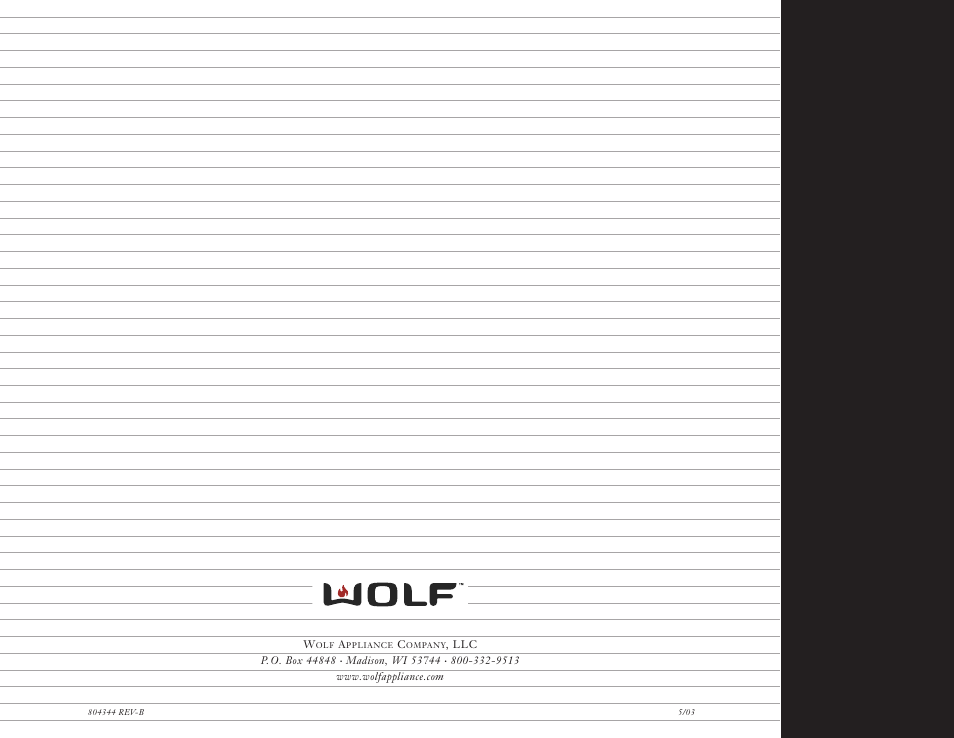 Wolf Appliance Company DUAL FUEL RANGES User Manual | Page 52 / 52