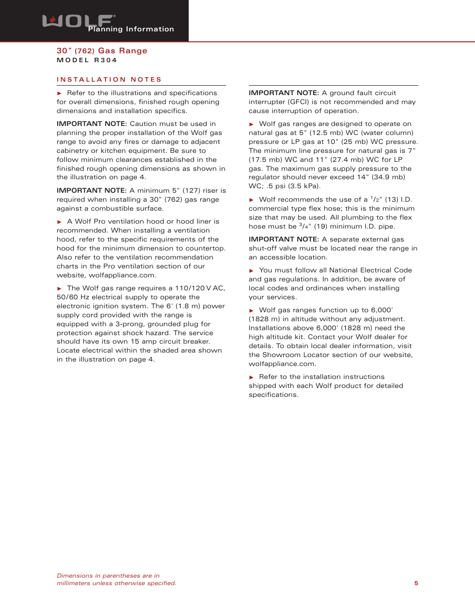 Wolf Appliance Company R304 User Manual | Page 5 / 5