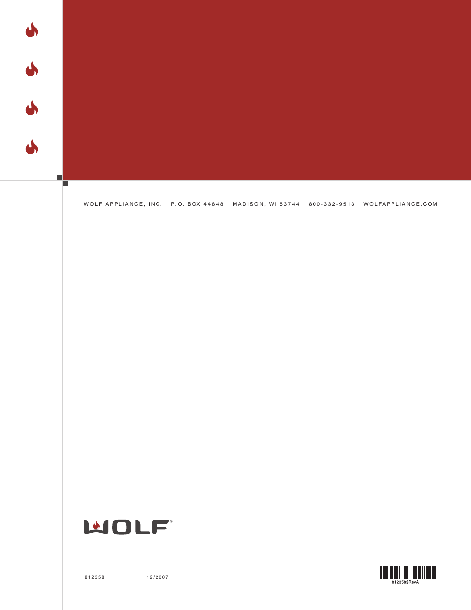 Wolf Appliance Company CT15E User Manual | Page 20 / 20
