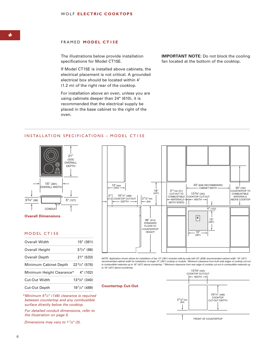 Wolf Appliance Company CT15E User Manual | Page 6 / 20