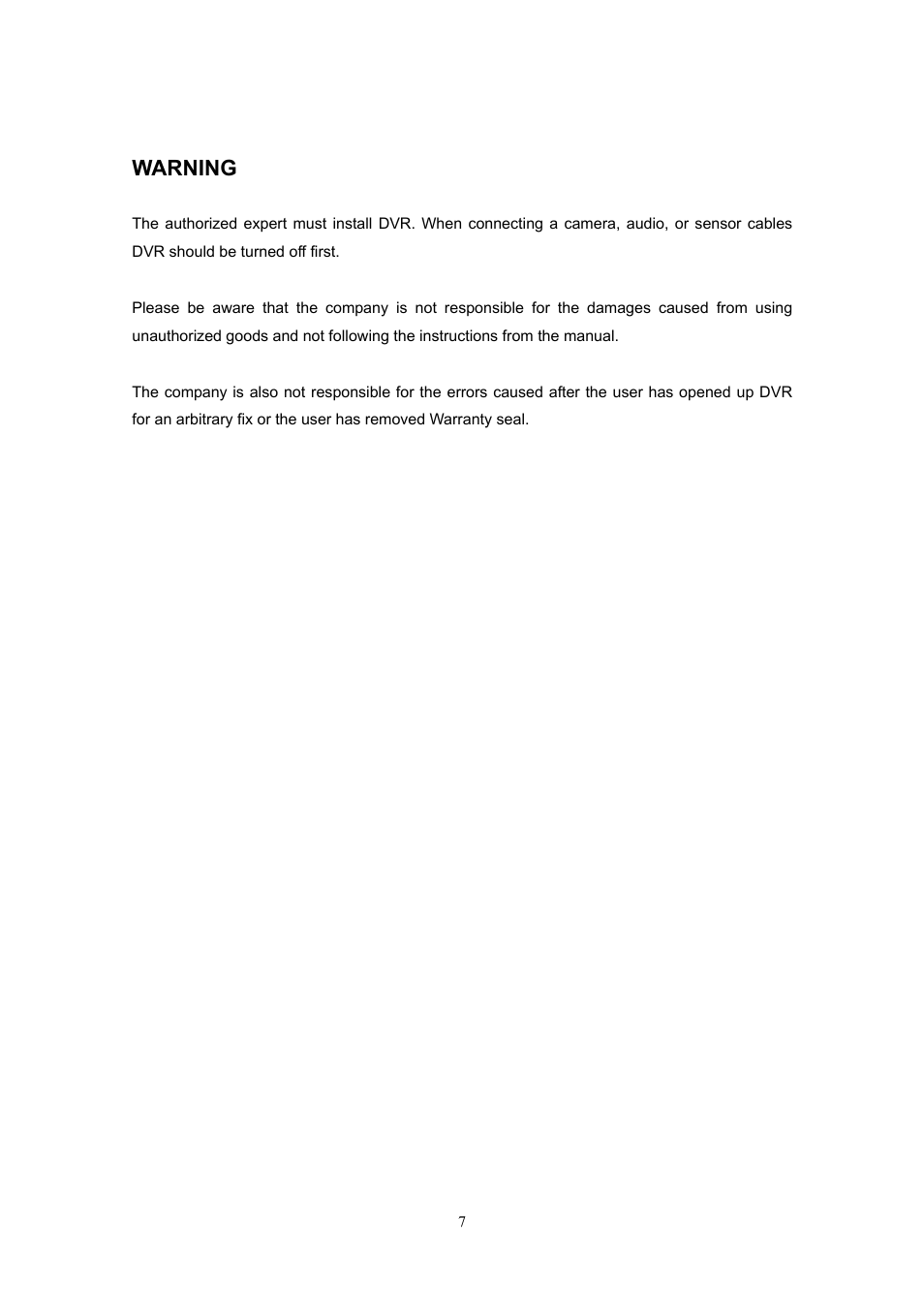 Warning | Western Digital 4CH TRIPLEX User Manual | Page 7 / 87
