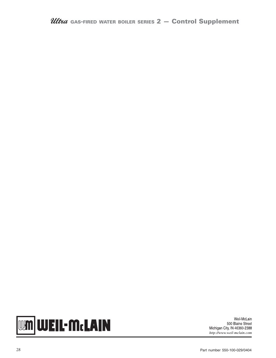 2 — control supplement | Weil-McLain -230 User Manual | Page 28 / 28