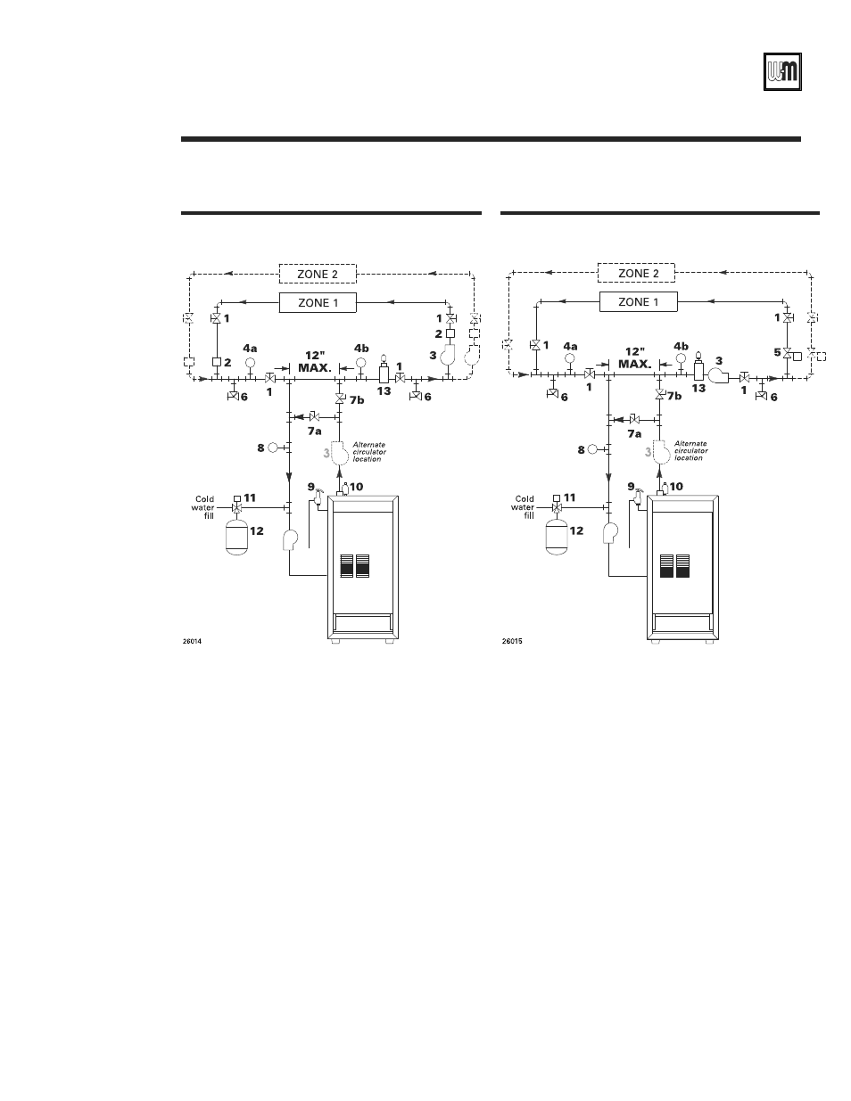 Piping — low temp systems, Gold cgs gas-fired water boiler — boiler manual | Weil-McLain GOLD CGS 550-110-260/0508 User Manual | Page 19 / 64