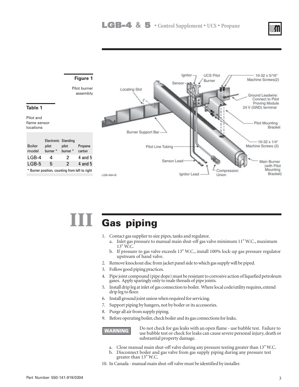 Gas piping | Weil-McLain LGB-5 User Manual | Page 3 / 8