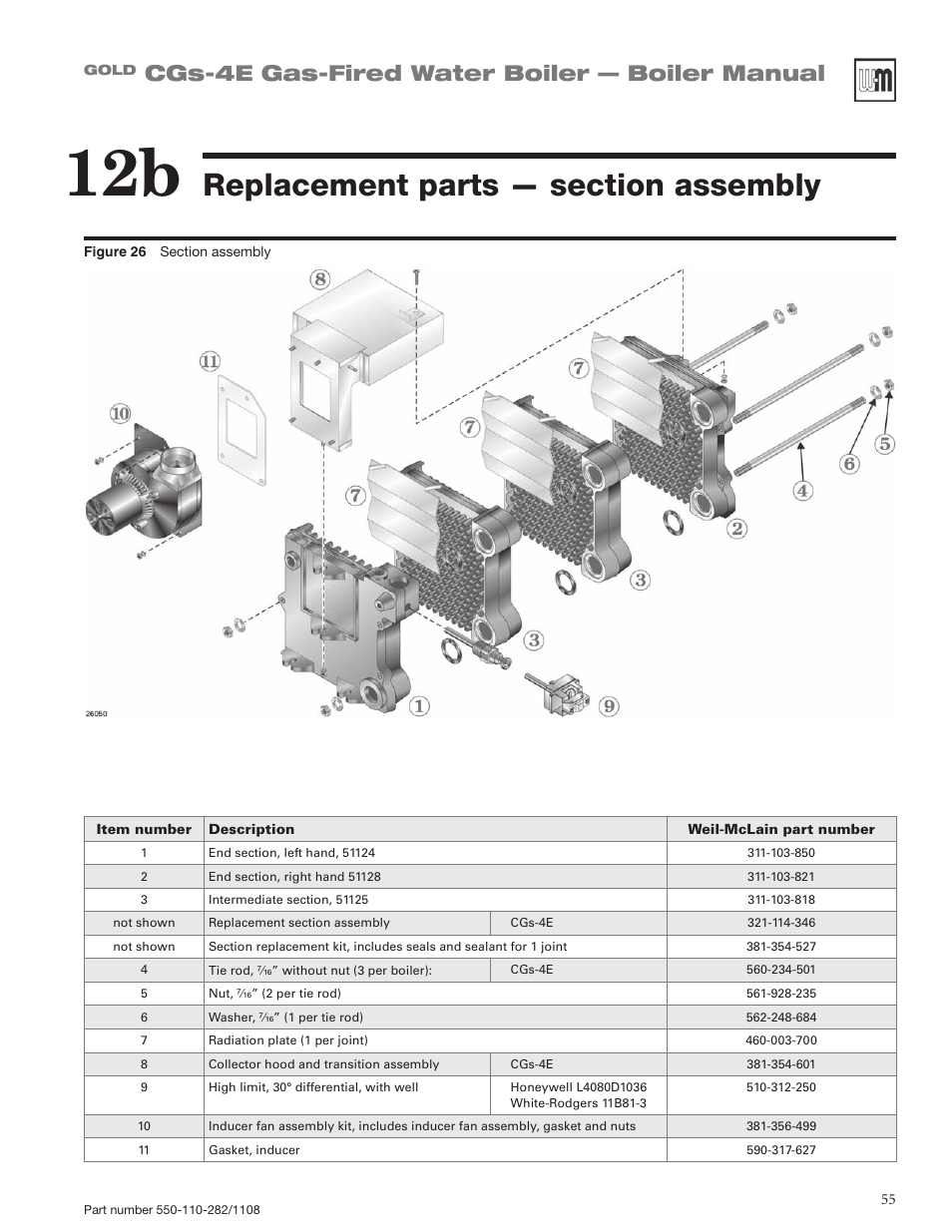 Cgs-4e gas-fired water boiler — boiler manual | Weil-McLain GOLD CGS-4E User Manual | Page 55 / 64