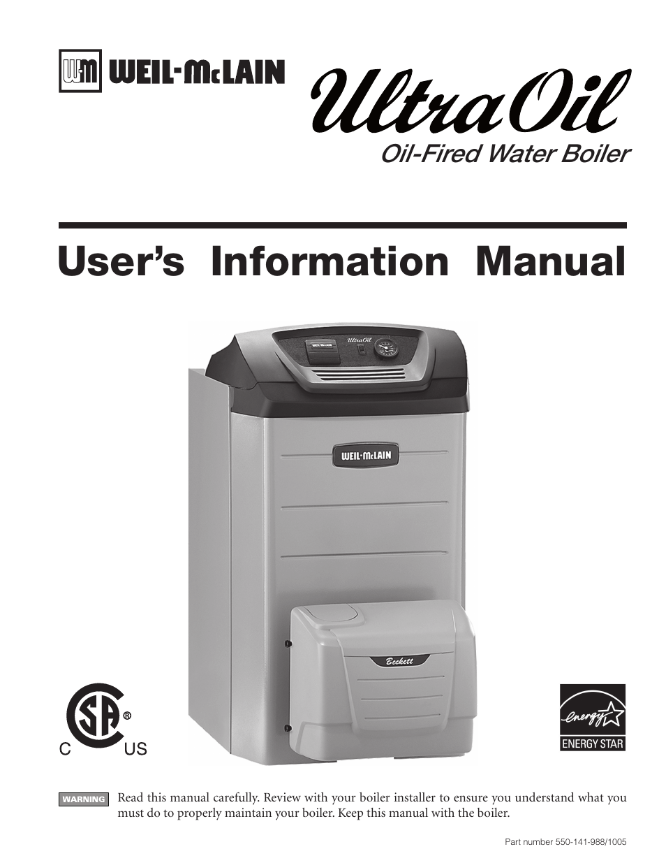 Weil-McLain Oil-Fired Water Boiler User Manual | 4 pages