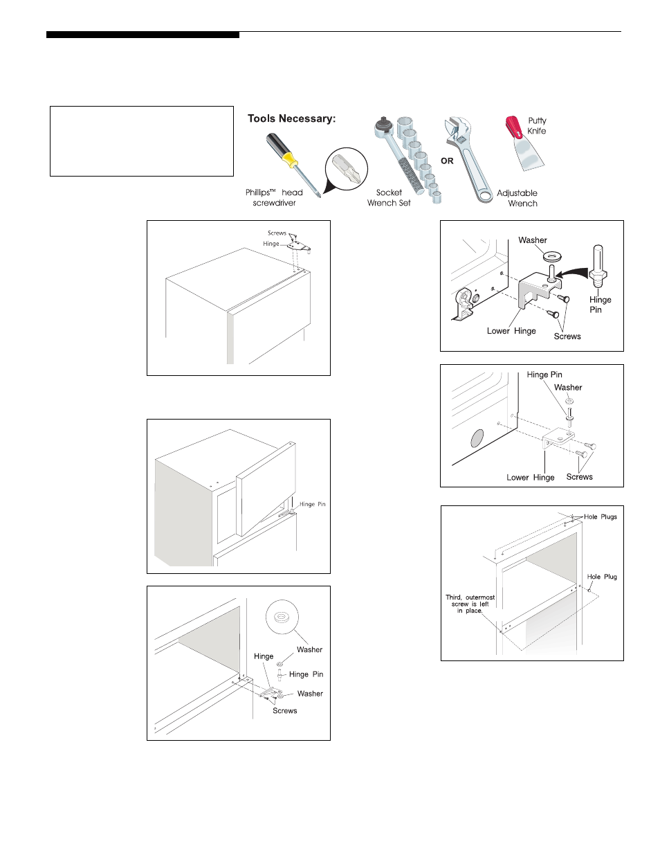 Door reversal instructions | White-Westinghouse Top Freezer User Manual | Page 10 / 19