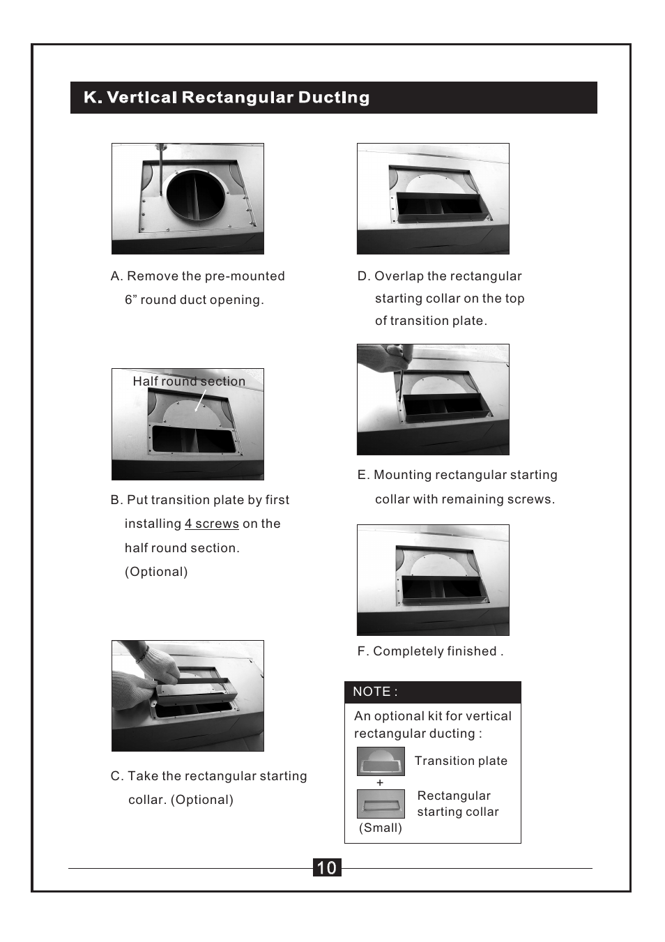 K. vertical rectangular ducting | Windster WS-38 User Manual | Page 12 / 28