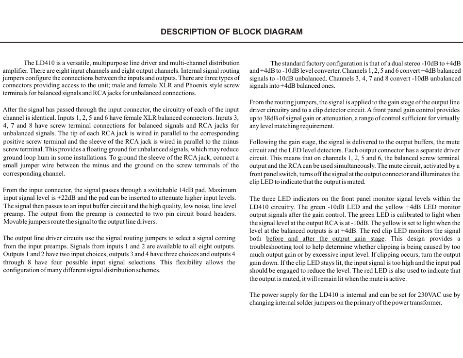 Whirlwind LD410 User Manual | Page 2 / 5