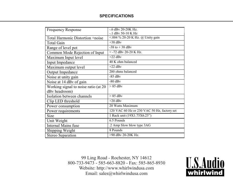 Whirlwind LD410 User Manual | Page 5 / 5