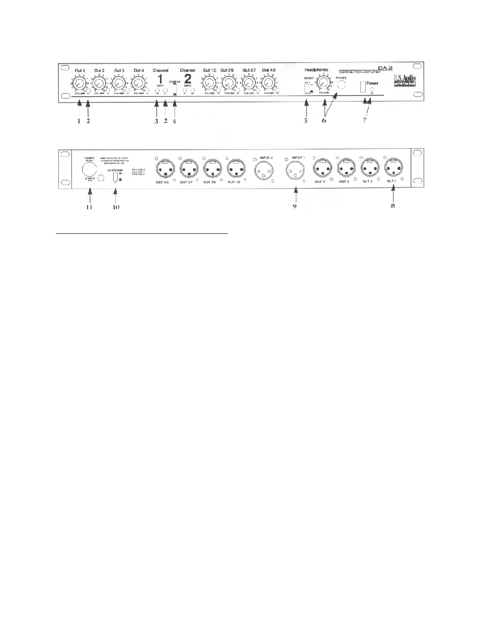 Controls and connections | Whirlwind DA-2 User Manual | Page 3 / 4
