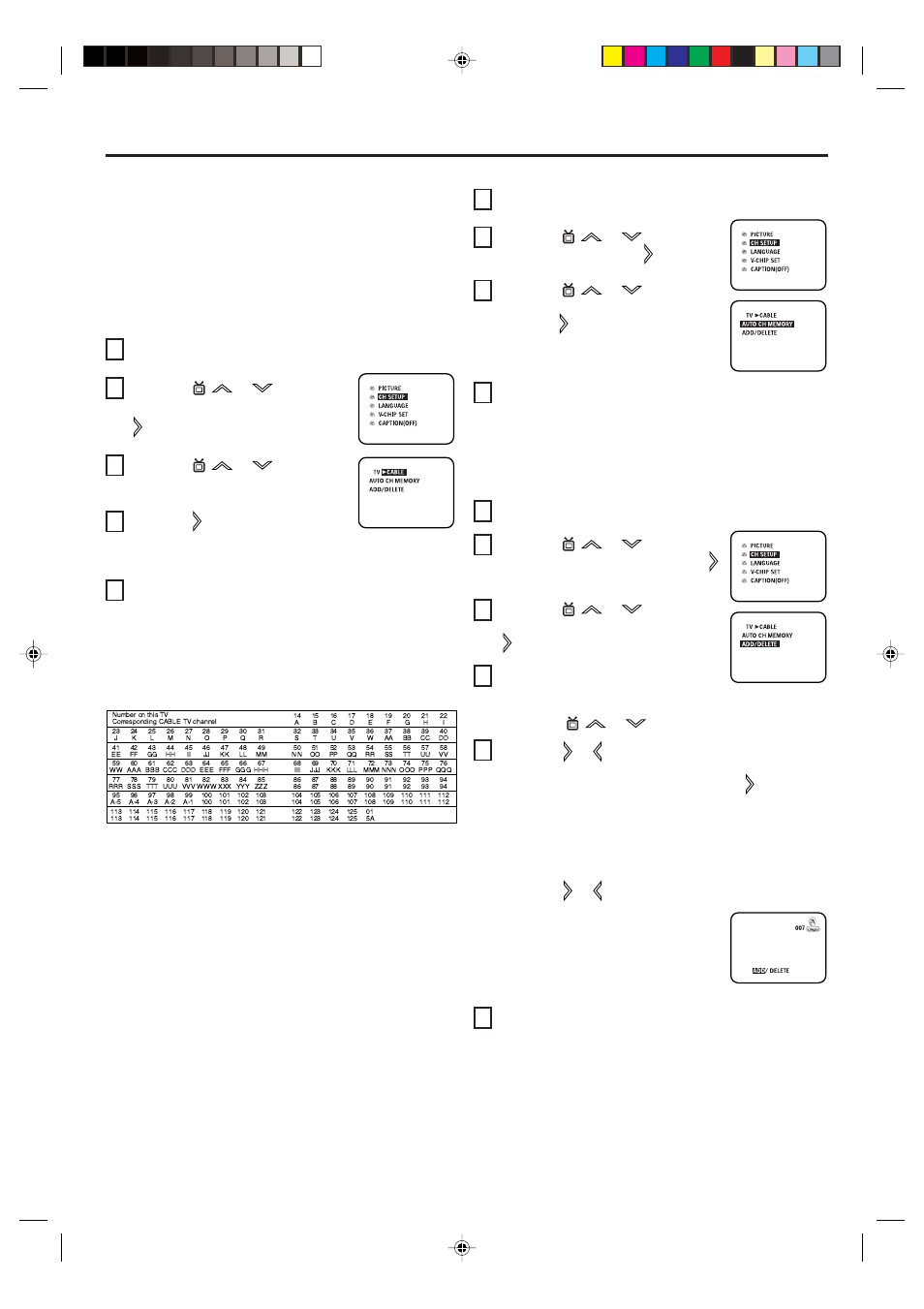 Tv/cable selection | Disney DT1900-P User Manual | Page 8 / 32