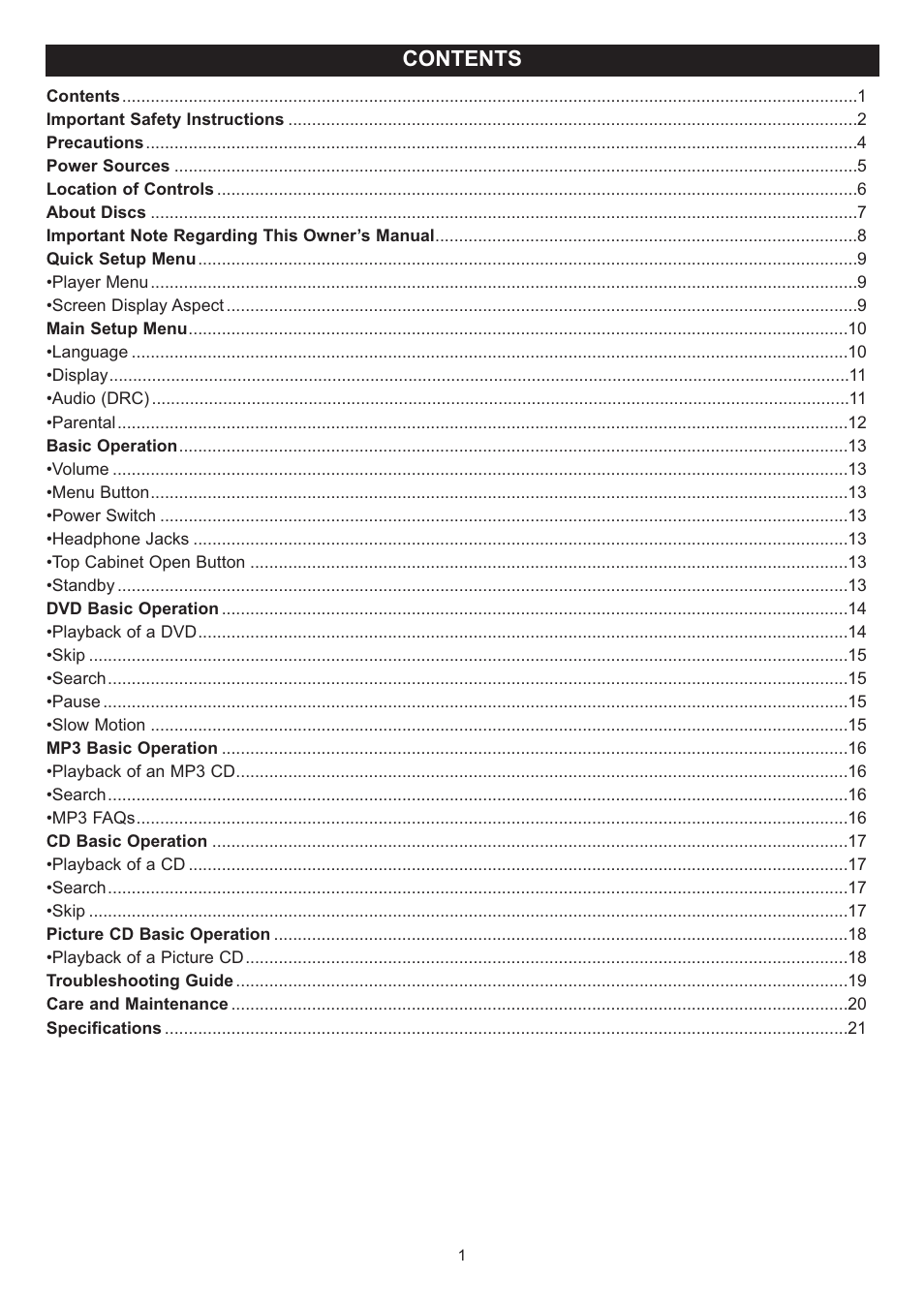 Disney DP7000 User Manual | Page 2 / 66