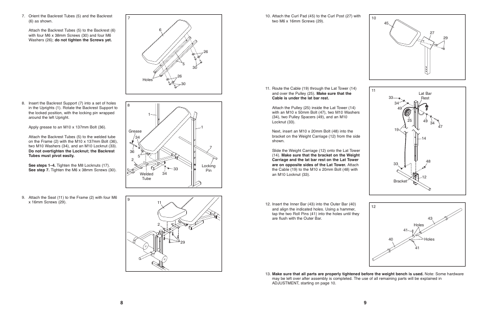 Weider PRO 290 User Manual | Page 8 / 8
