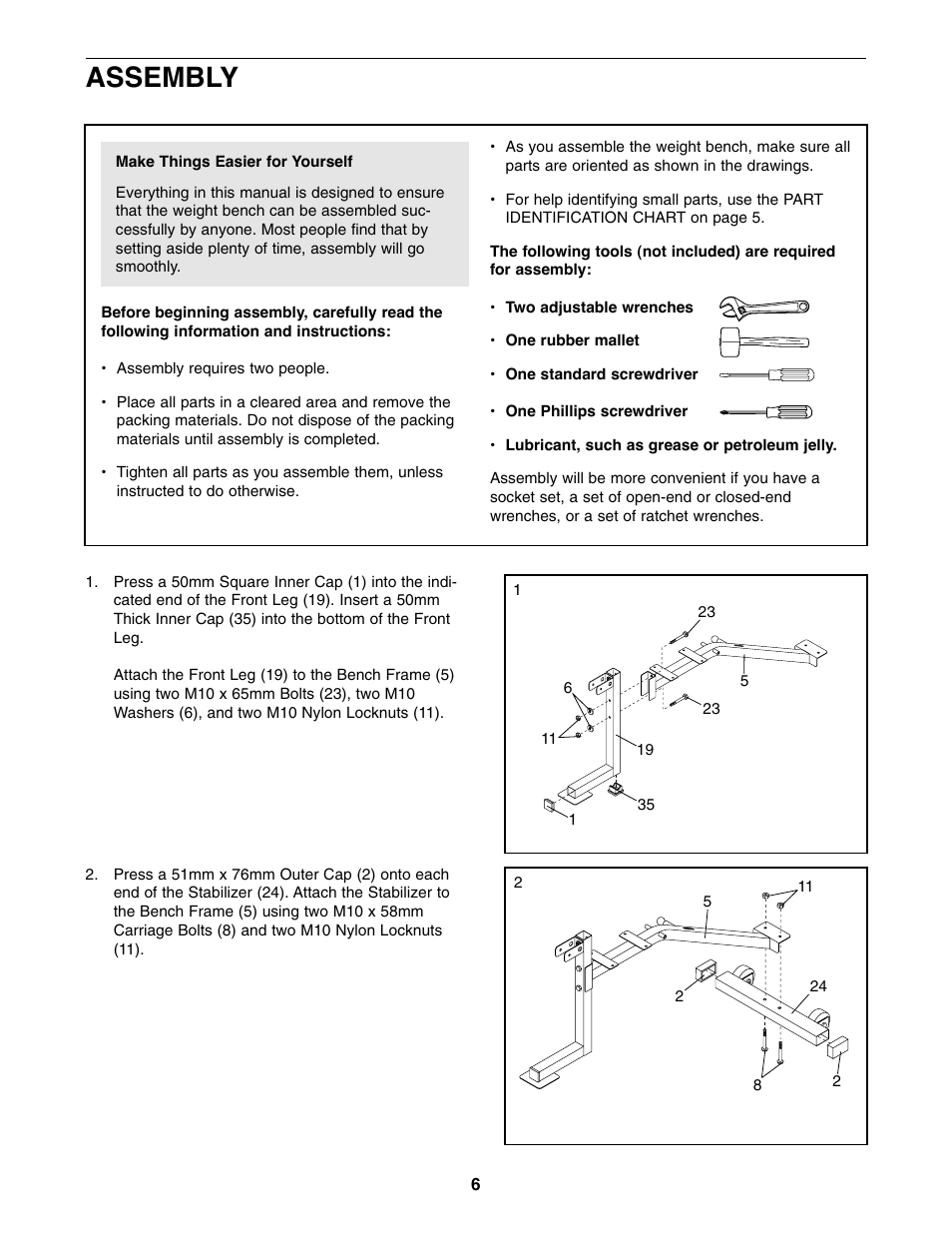 Assembly | Weider XT20 User Manual | Page 6 / 16