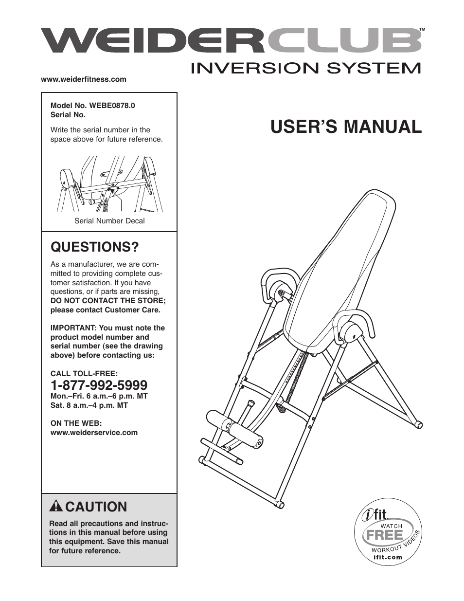 Weider WEBE0878.0 User Manual | 20 pages