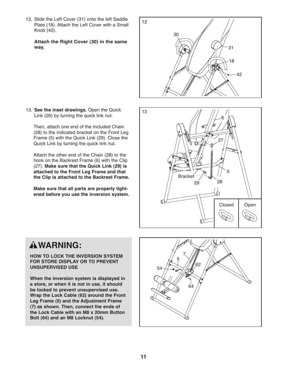 Warning | Weider WEBE0878.0 User Manual | Page 11 / 20