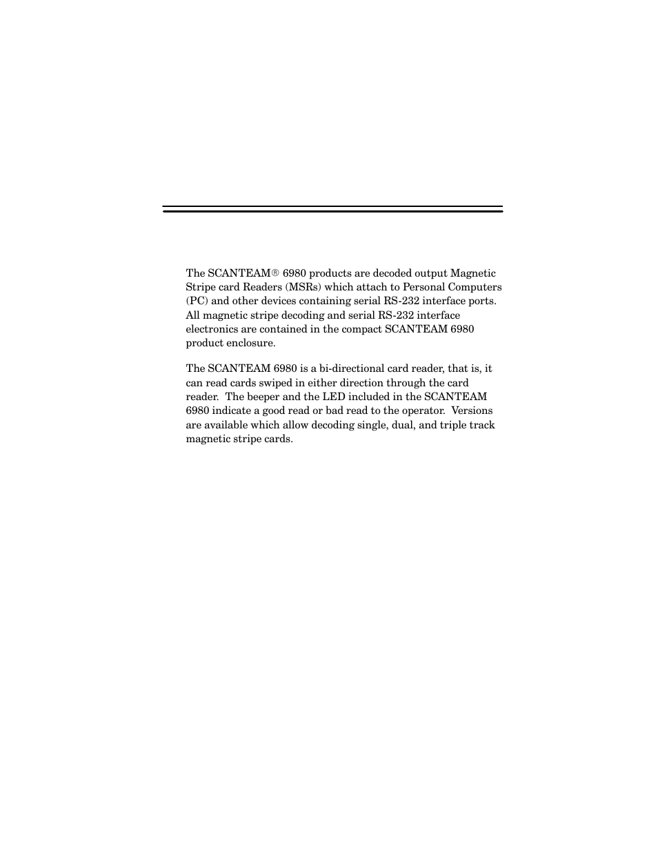 Introduction to the scanteam 6980 | Welch Allyn SCANTEAM 6980 User Manual | Page 6 / 19