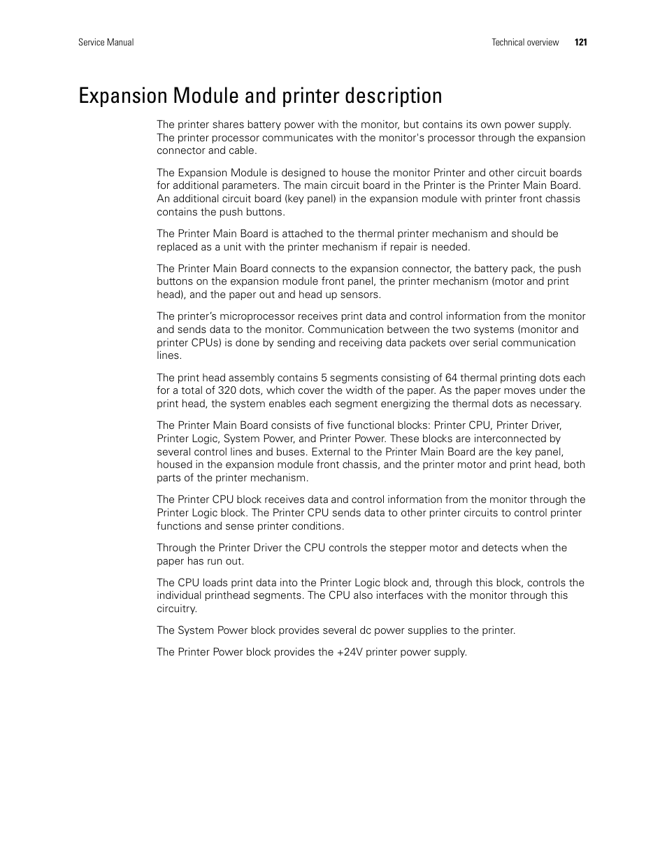 Expansion module and printer description | Welch Allyn PROPAQ CS User Manual | Page 125 / 142