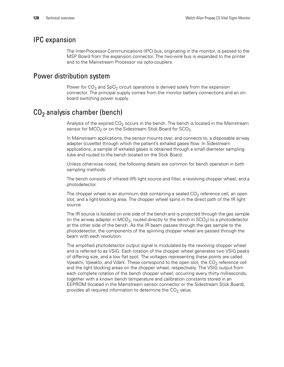 Ipc expansion, Power distribution system, Analysis chamber (bench) | Welch Allyn PROPAQ CS User Manual | Page 132 / 142