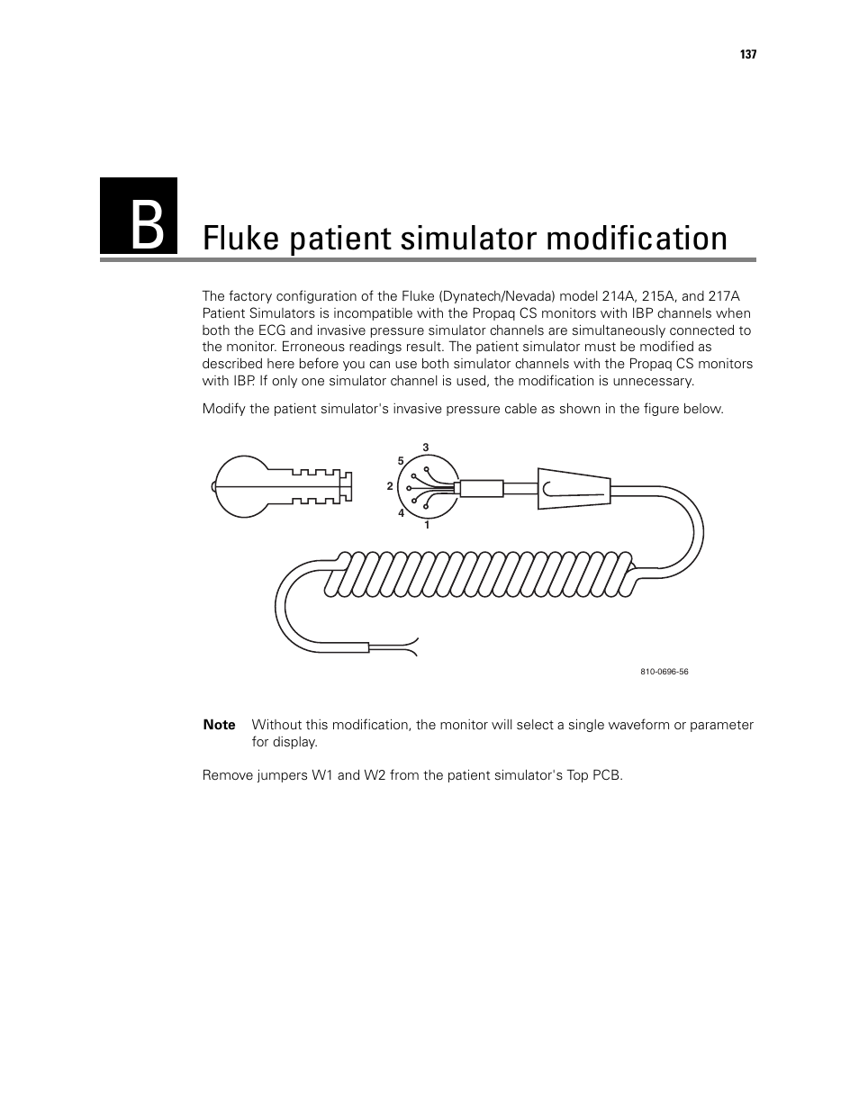 Fluke patient simulator modification, B - fluke patient simulator modification, Fluke | Patient simulator modification | Welch Allyn PROPAQ CS User Manual | Page 141 / 142