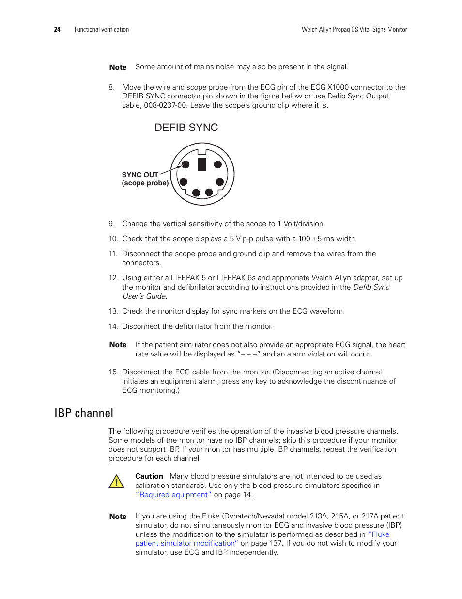 Ibp channel, Defib sync | Welch Allyn PROPAQ CS User Manual | Page 28 / 142