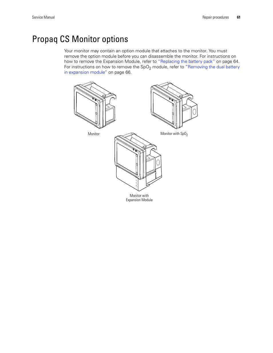 Propaq cs monitor options | Welch Allyn PROPAQ CS User Manual | Page 65 / 142
