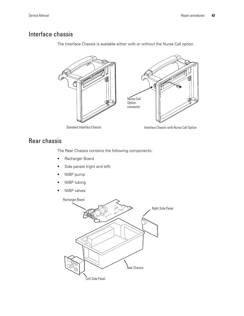 Interface chassis, Rear chassis | Welch Allyn PROPAQ CS User Manual | Page 67 / 142