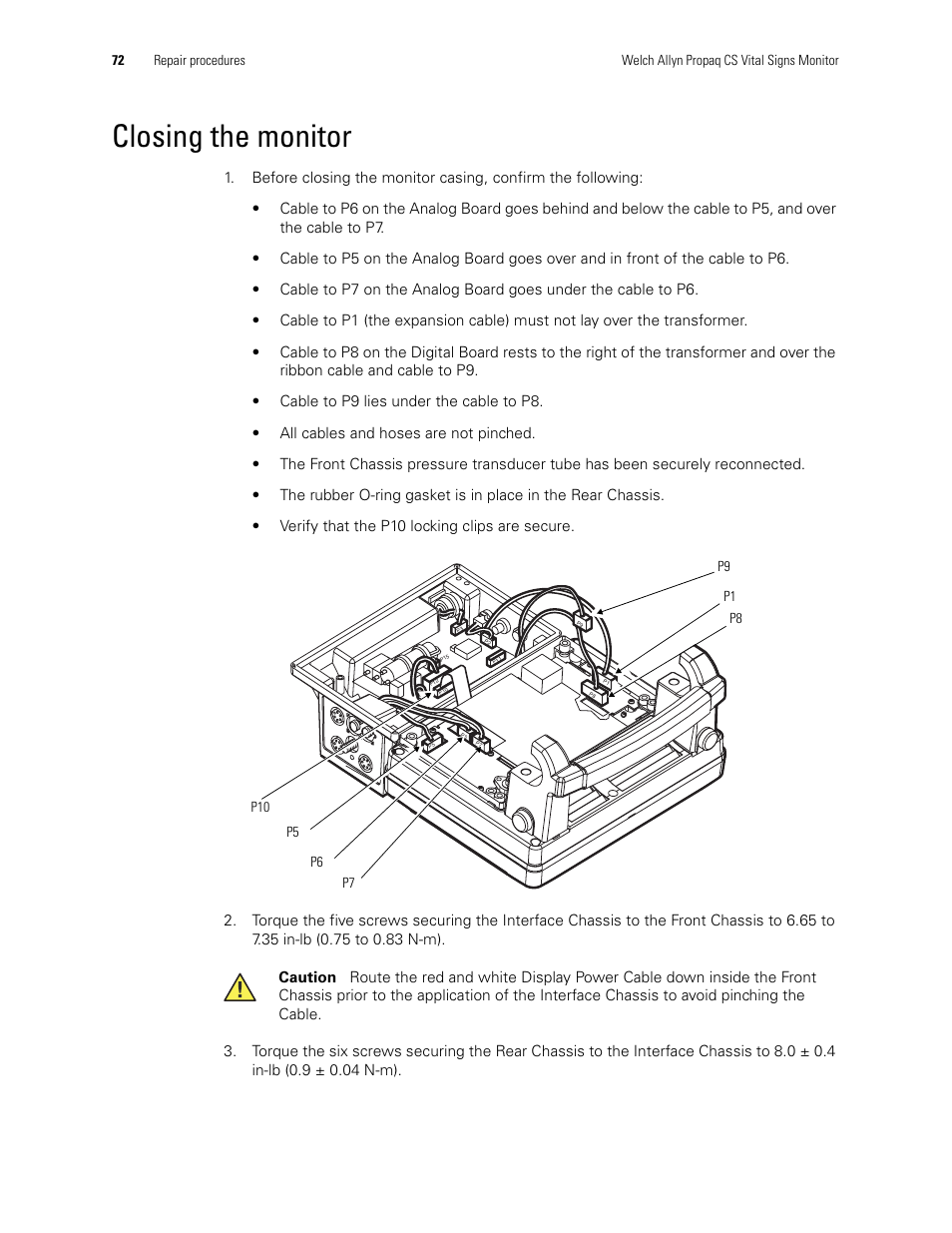 Closing the monitor | Welch Allyn PROPAQ CS User Manual | Page 76 / 142