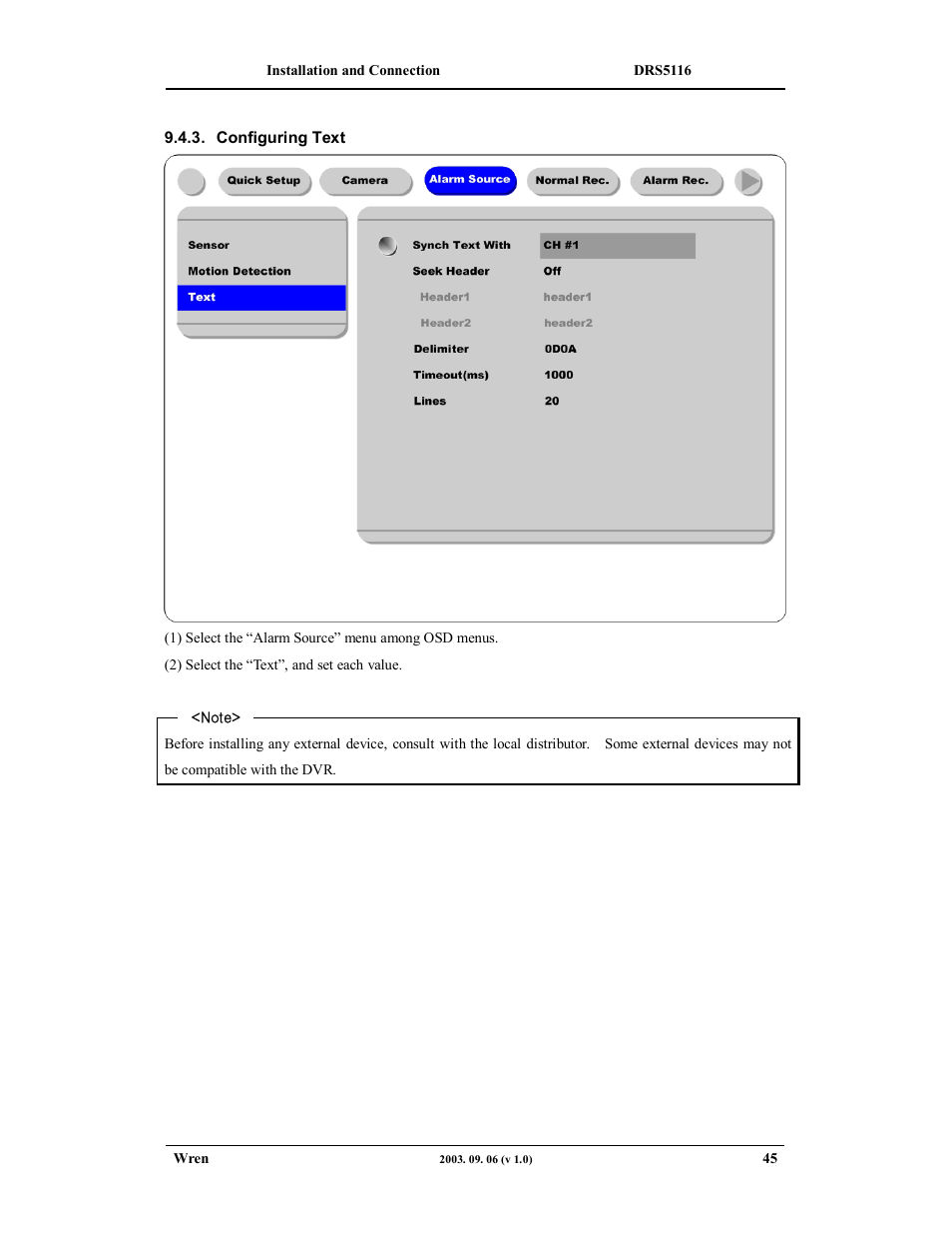Wren Associates DRS5016 User Manual | Page 45 / 112