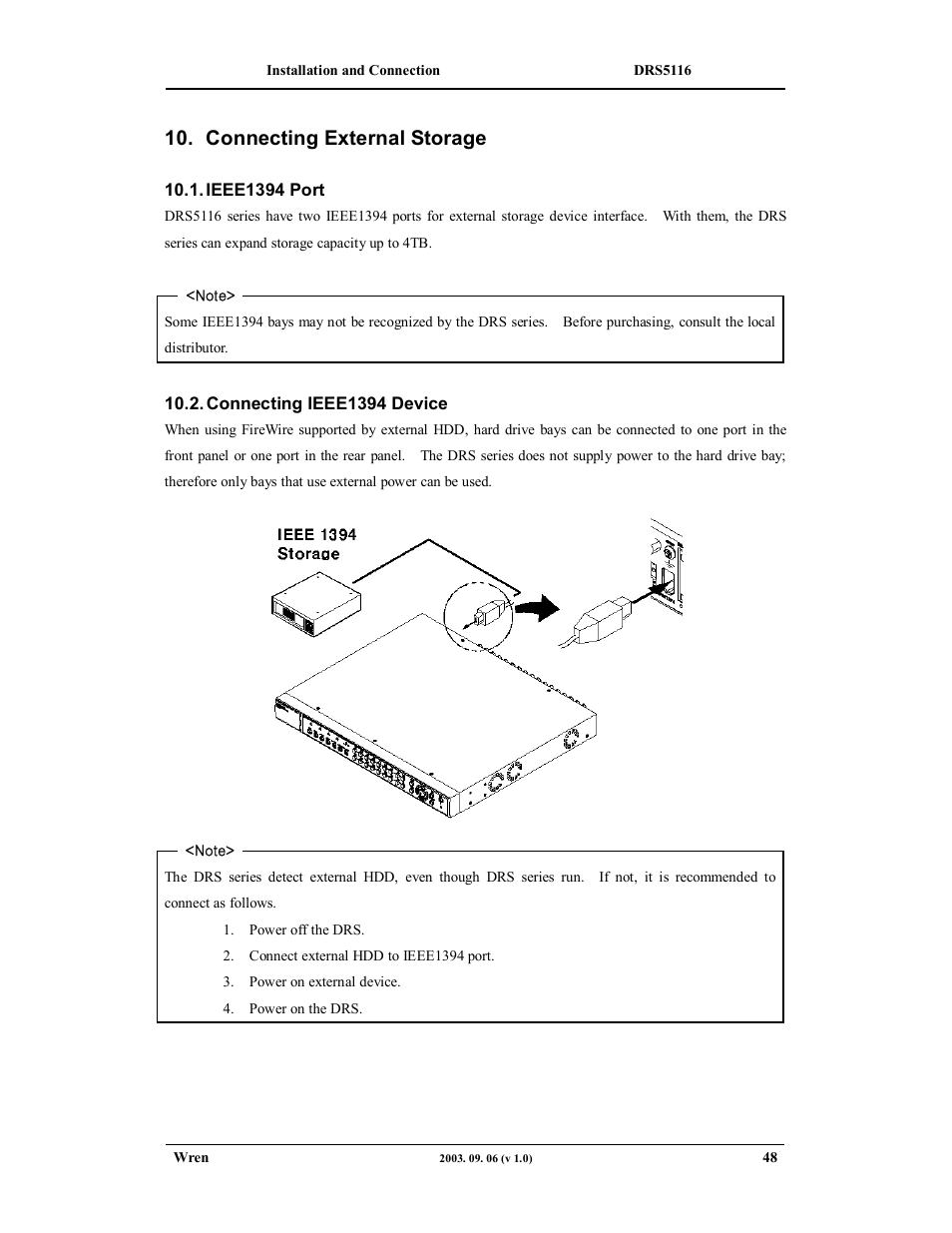 Connecting external storage | Wren Associates DRS5016 User Manual | Page 48 / 112