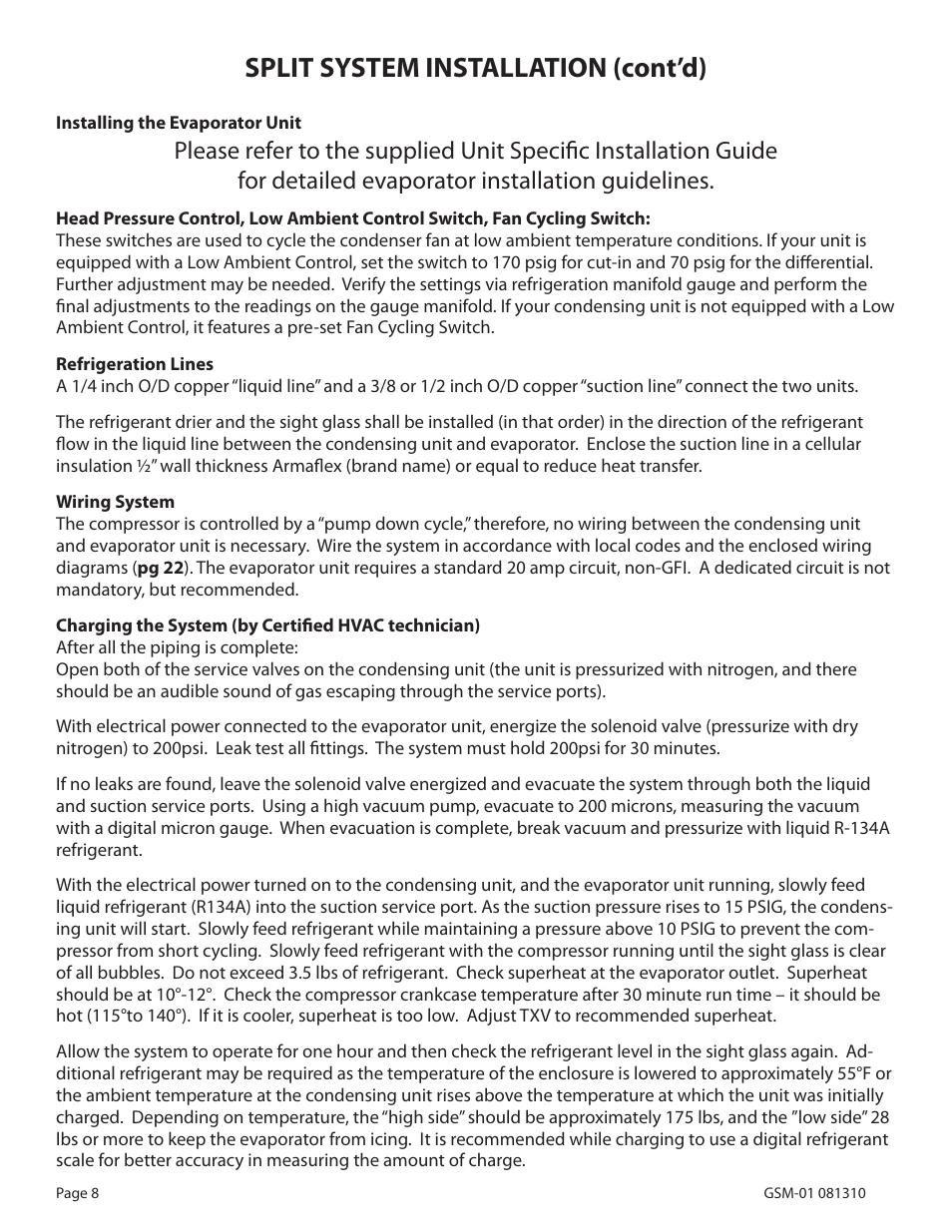 Split system installation (cont’d) | WhisperKool 081310 User Manual | Page 10 / 34
