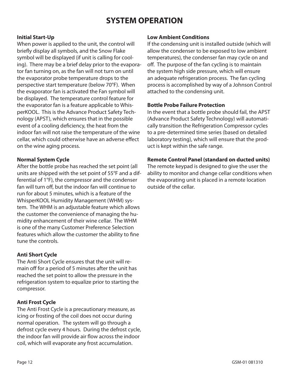System operation | WhisperKool 081310 User Manual | Page 14 / 34
