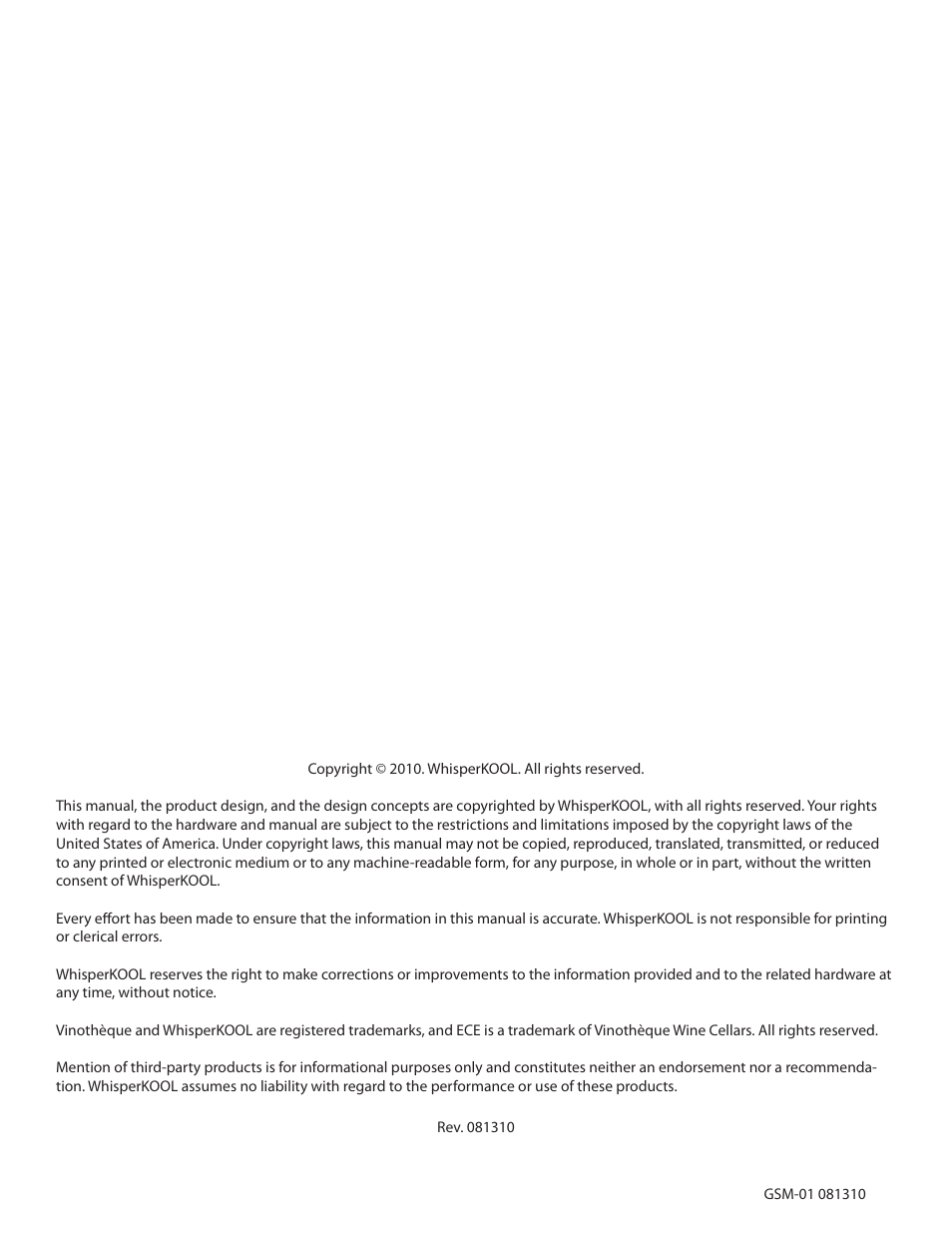 WhisperKool 081310 User Manual | Page 2 / 34