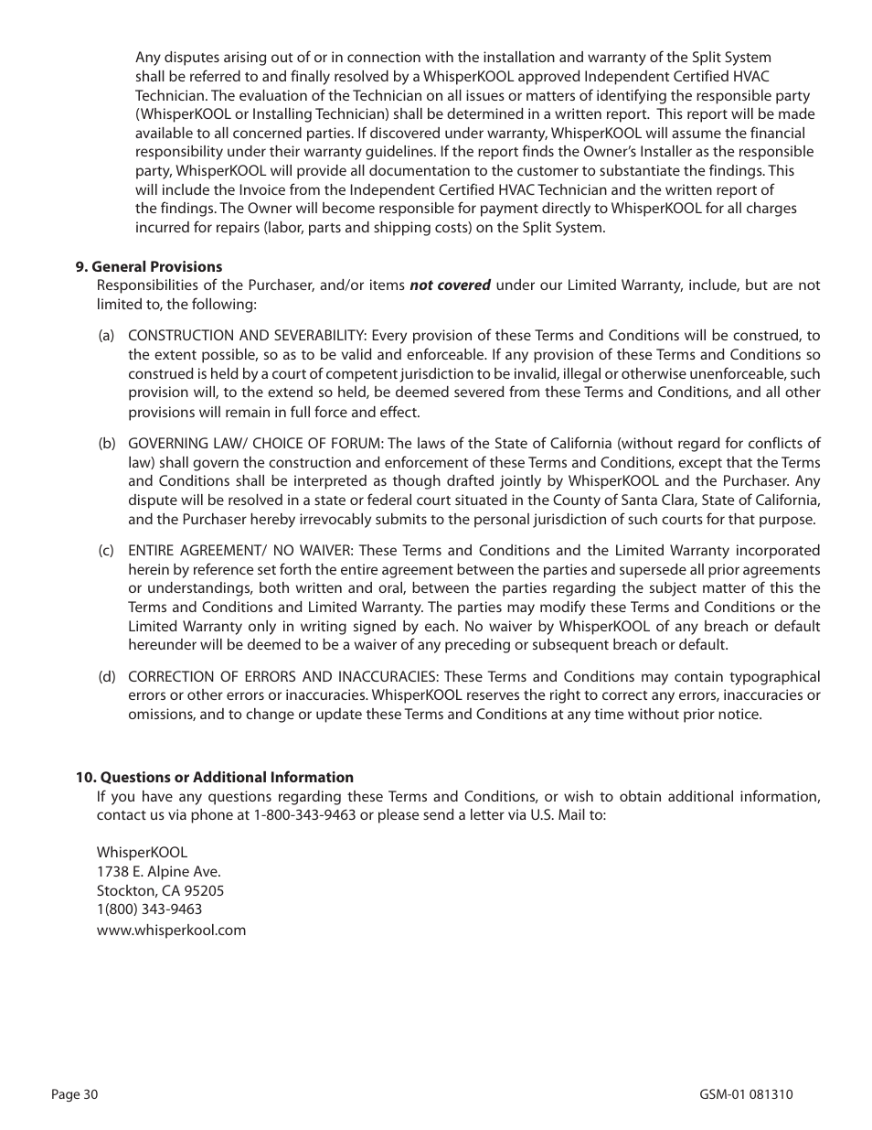 WhisperKool 081310 User Manual | Page 32 / 34