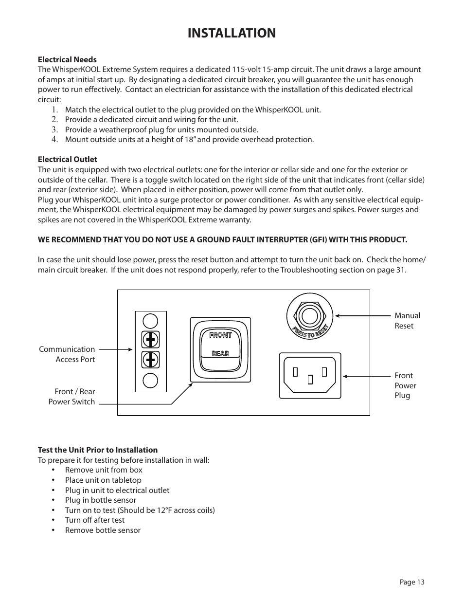 Installation | WhisperKool Extreme 8000 User Manual | Page 13 / 38