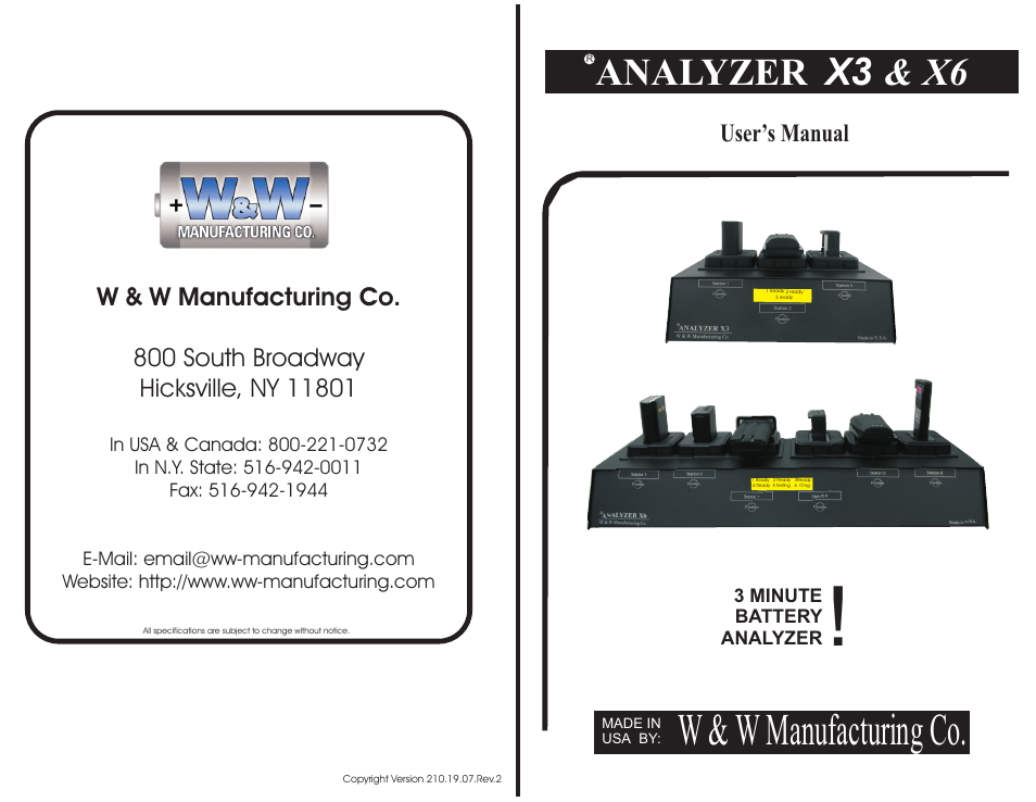 W & W Manufacturing X3 & X6 User Manual | 10 pages
