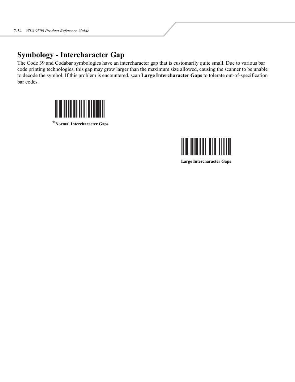 Symbology - intercharacter gap | Wasp Bar Code WLS 9500 User Manual | Page 142 / 189