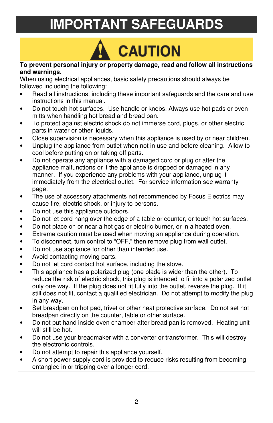 Important safeguards | West Bend cook's essentials L5815 User Manual | Page 2 / 24